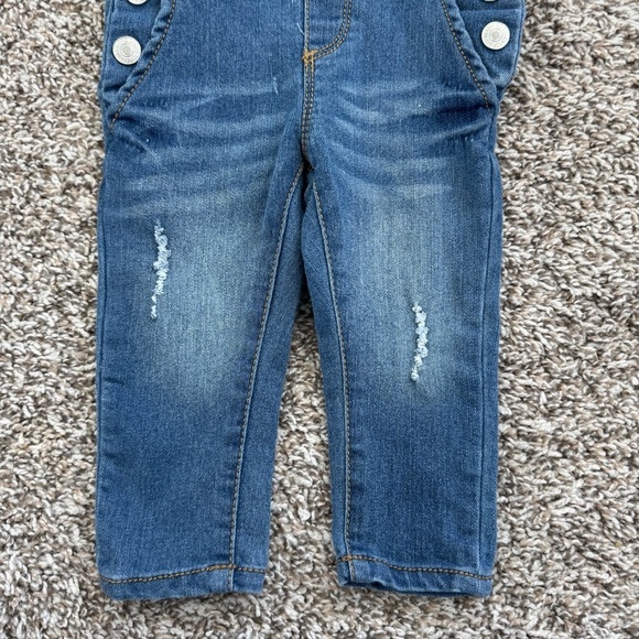 7 For All Mankind Baby Girls Blue Denim Ripped Overalls Size 9-12m - Picture 3 of 4